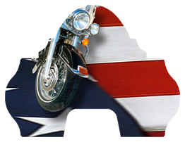 Biker on US Flag